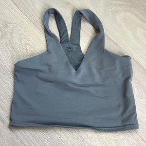 Alo gray lightweight sports bra, size M